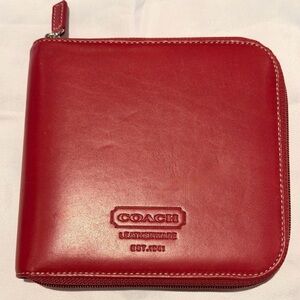 NWT Vintage Coach zip-around red leather CD case holder